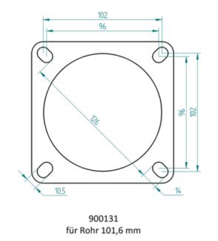 Powersprint Quadrat-Flansch  101,6 mm Ø Rohrausschnitt