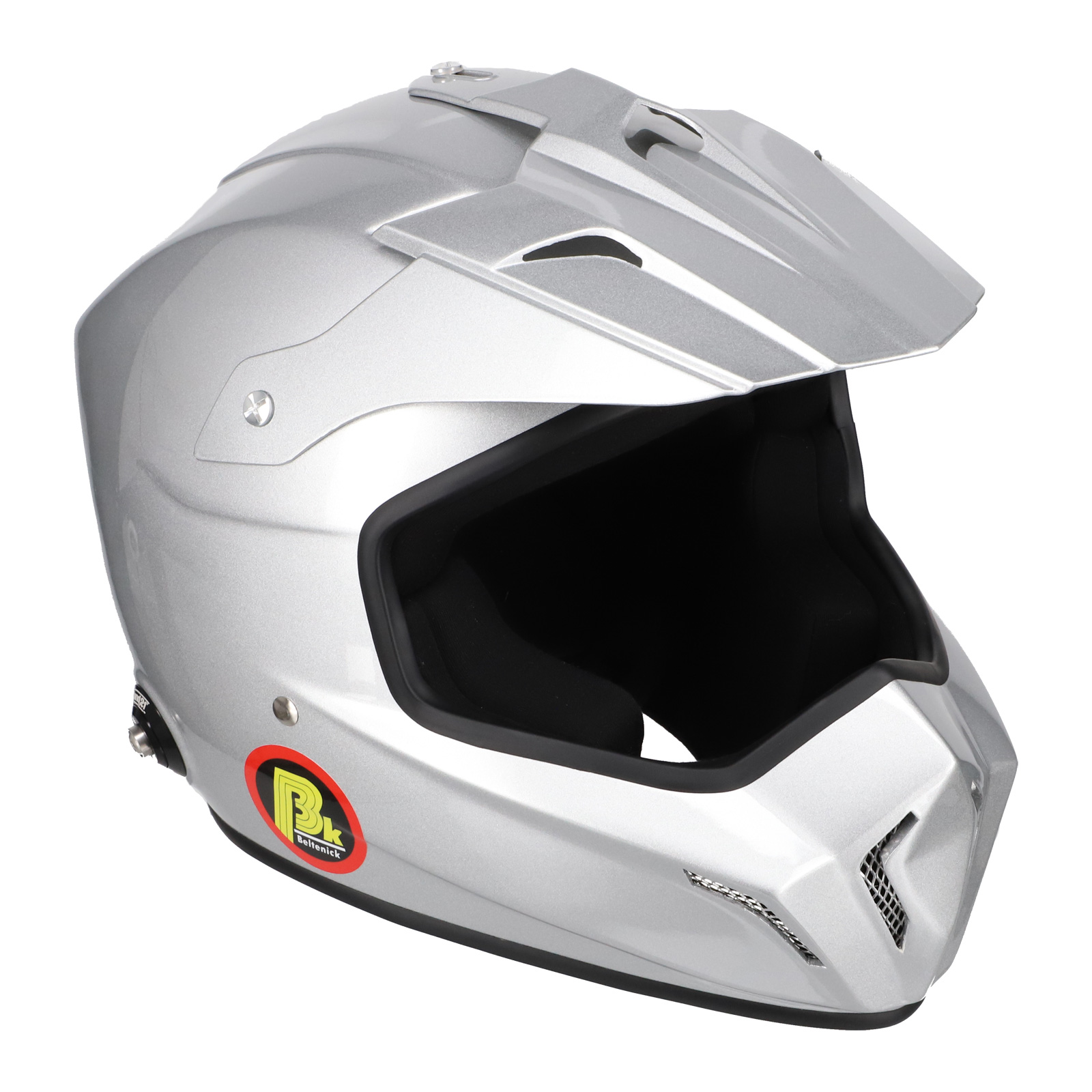 Beltenick FIA Cross Helm silber mit Hans Clips FIA 8859-2015 / FIA 8859-2024