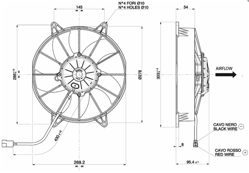 Spal Kühlerventilator VA15-AP70/LL-51A 12V  D286-D255 T=94 / 1780m³ saugend