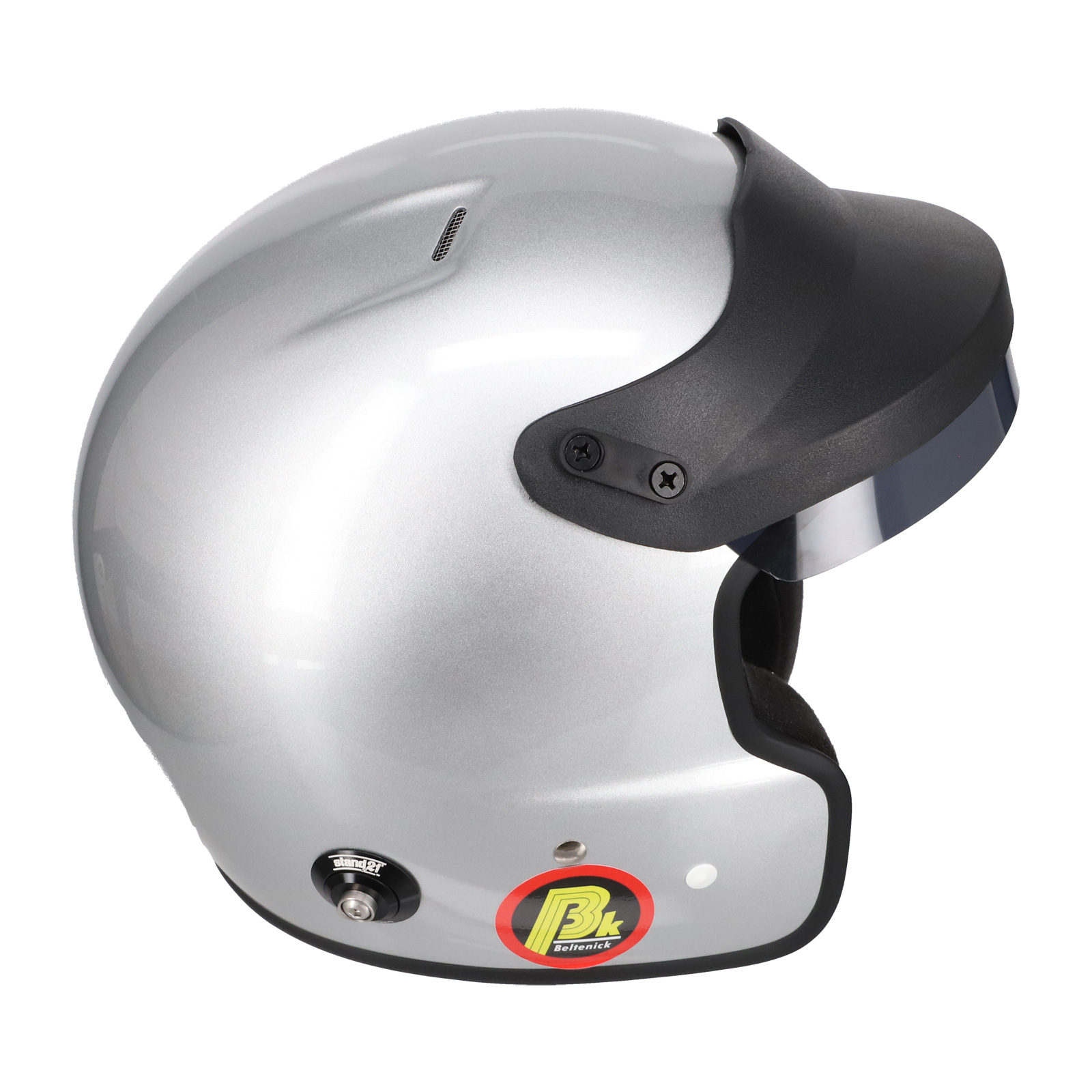 Beltenick OF Racing silber mit Hans Clips Homologation FIA 8859-2024 / 2015 Jet Helm