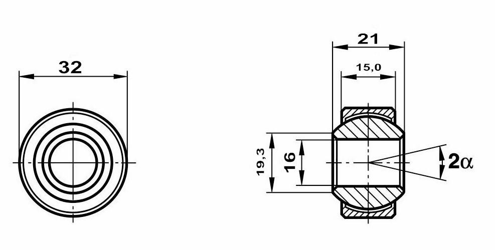 Motorsport Gelenklager 16x32x21/15 MS  GXSW 16.32 Lager nicht vorgespannt