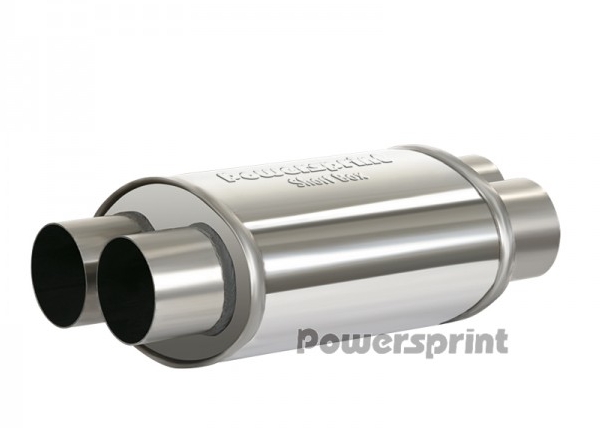 Powersprint Schalldämpfer Short Box  oval zweiflutig Ø 60mm 370 mm Länge