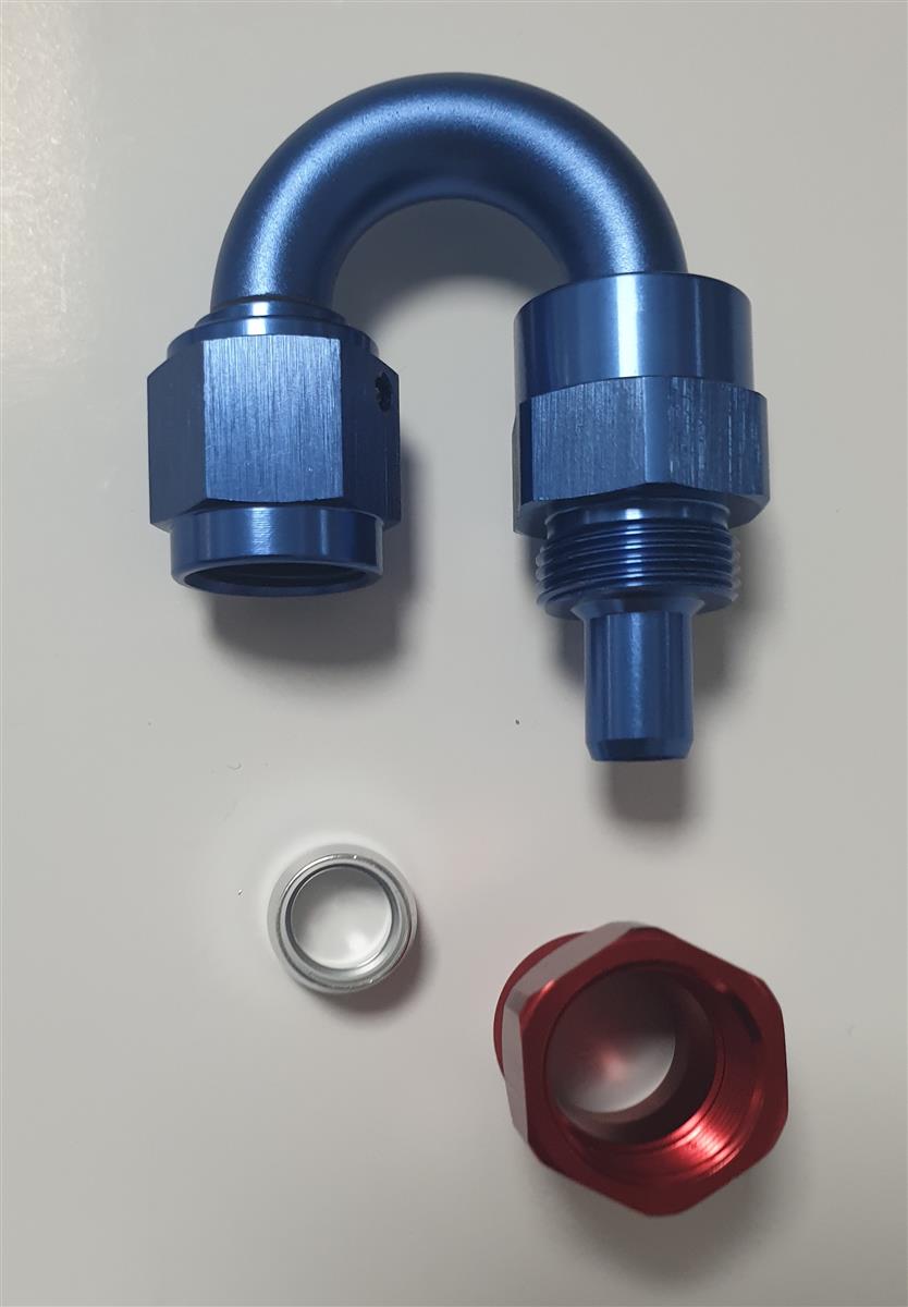 JIC Anschluss 180° Dash 06 JIC  9/16-18   für PTFE Schlauch Serie 600