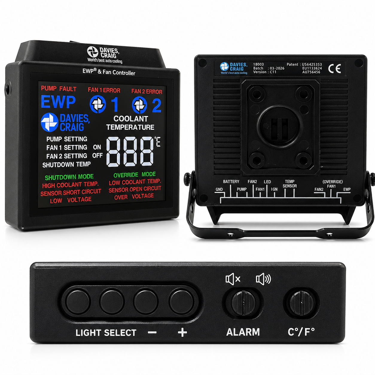 Digitalcontroller Farb-LCD für elektrische Wasserpumpe & Kühler Davies Craig 8003