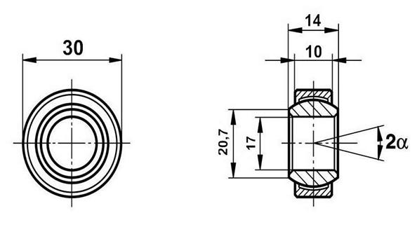 Fluro Motorsport Gelenklager 17x30x10/14 - MS DIN 648 - E Reihe GE...DO, Lager vorgespannt