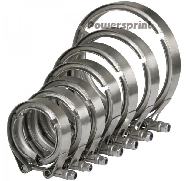 Powersprint Edelstahl Auspuff Schnellverschluss V-Band  T-Bandschelle für 55mm  T-Flansche!