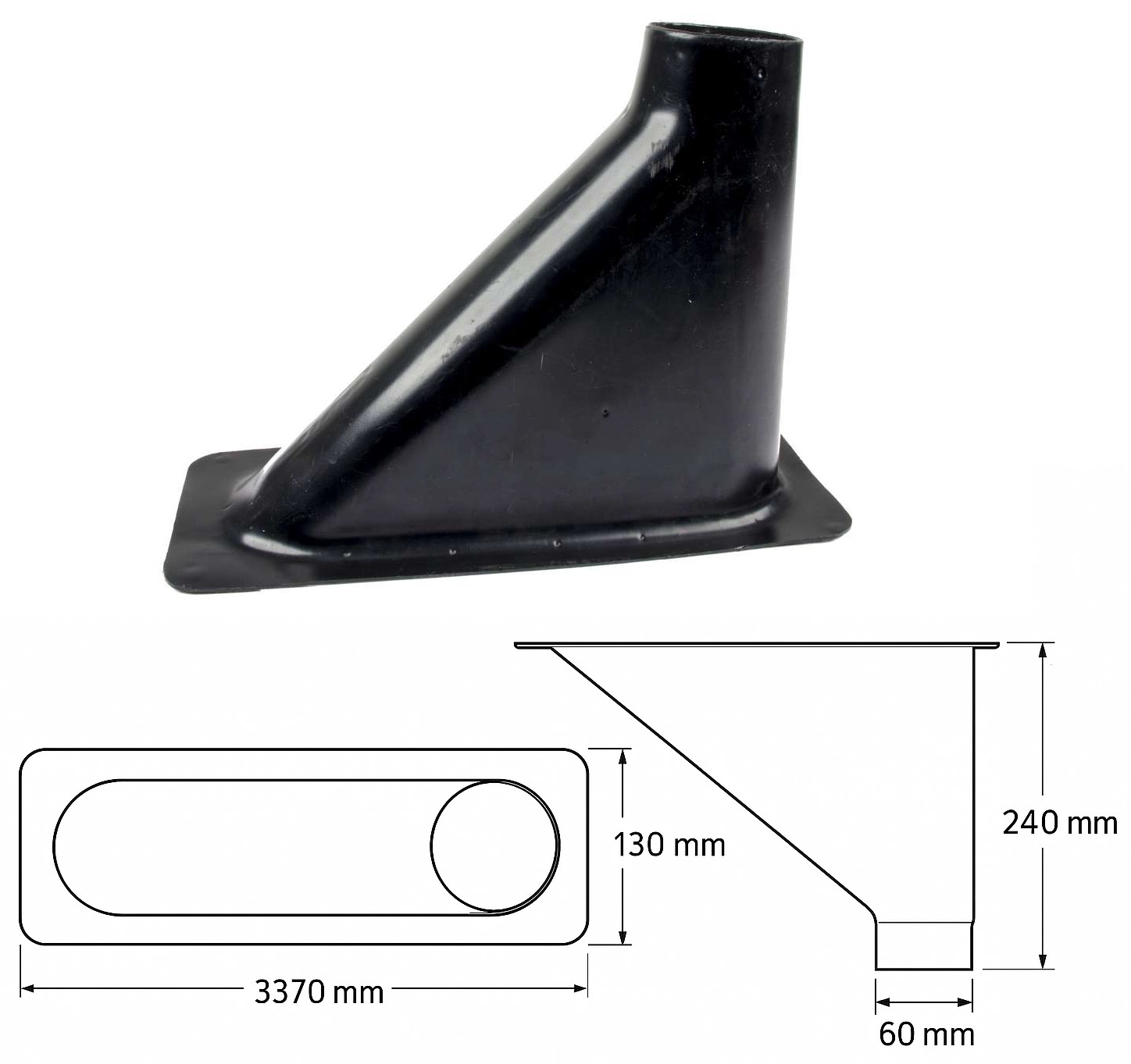 Rechteck-Lufteinlass  Air Duct  Offset groß   Luftschlauchanschluss: 76 mm
