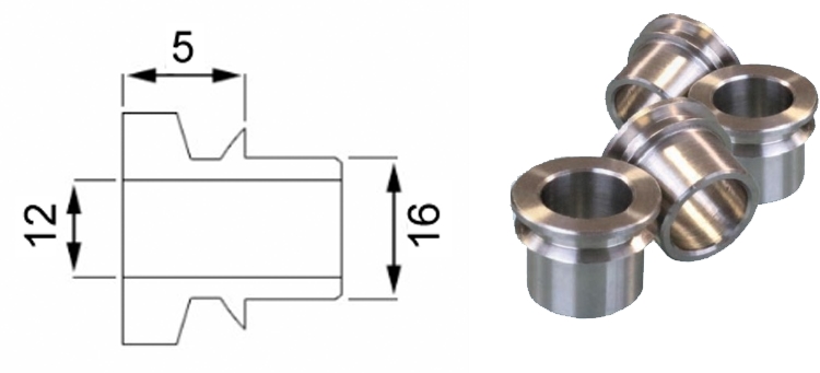 Reduzierhülse für erhöhten Kippwinkel, 16mm Gelenk
