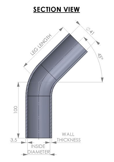 Silicone Hoses 45° 41mm  Silikonbogen