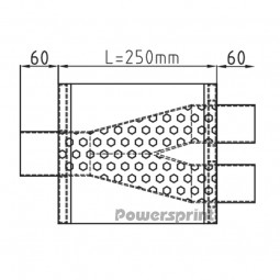Powersprint Short Box, Y-Führung Ø 50mm  oval Ø 63,5mm auf 50mm 370 mm Länge