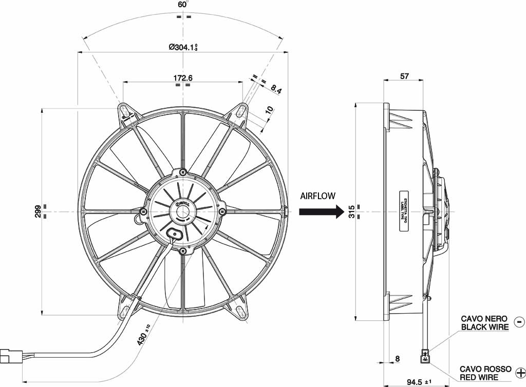Spal Kühlerventilator VA03-AP70/LL-37A 12V  D315-D280 T=94  / 2330m³ saugend