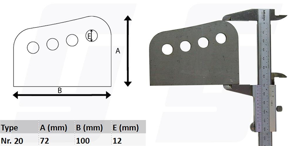 Schweisslasche Nr.20 100x72x4mm (12mm Loch)  - Domex700