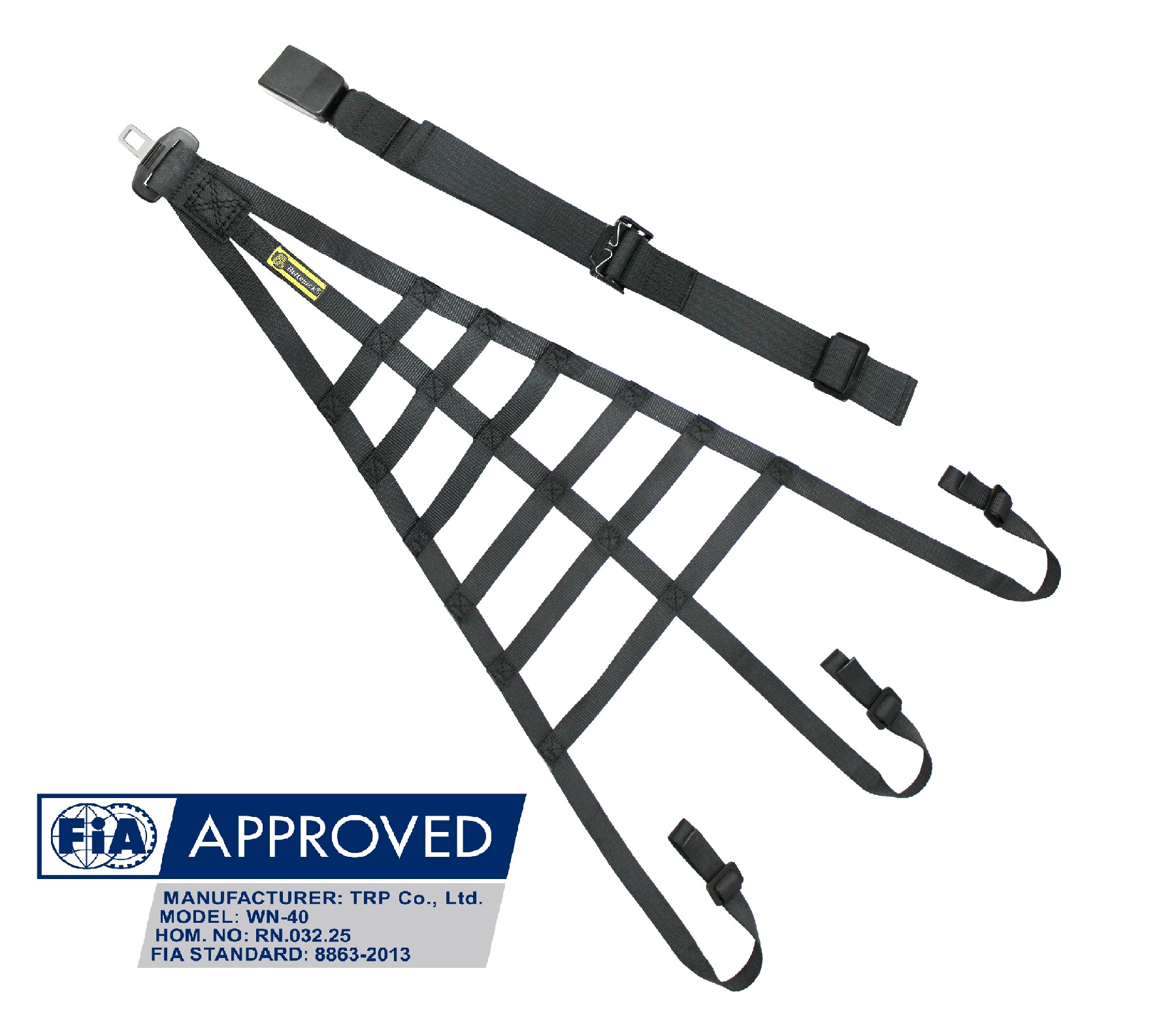 Beltenick Fahrer Sicherheitsnetz schwarz  FIA 8863-2013