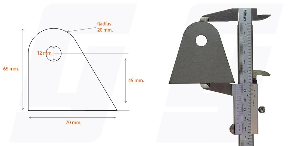 Schweisslasche Nr.9 70x65x4 (12mm Loch)  - Domex700