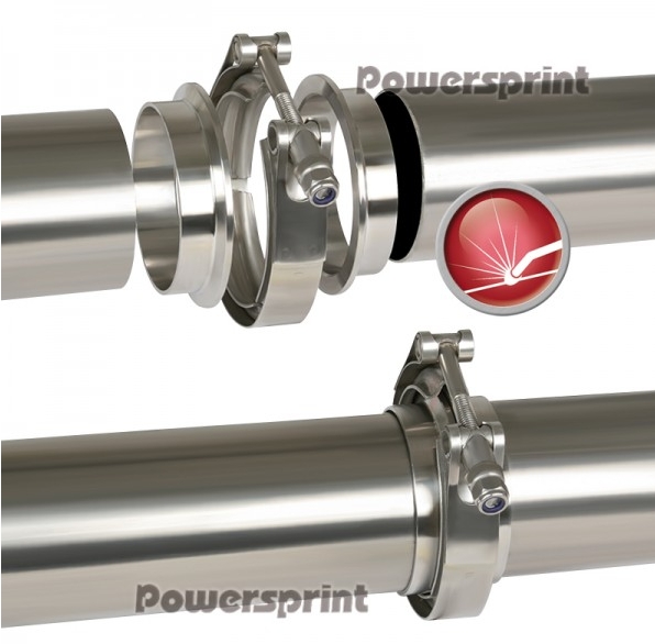 Powersprint Edelstahl Auspuff Schnellverschluss V-Band  T-Bandschelle für 65mm T-Flansche!