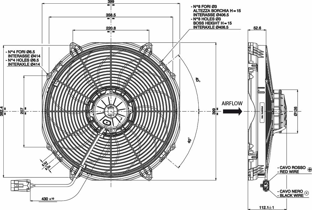 Spal Kühlerventilator VA33-AP91/LL-65A  D414-D385 T=112  3310m³ saugend