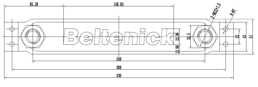 Beltenick Ölkühler M22 x1,5 330mm lang Serie 6