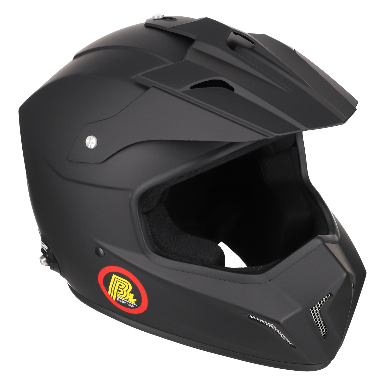 Beltenick FIA Cross Helm schwarz matt  mit Hans Clips FIA 8859-2015 / FIA 8859-2024