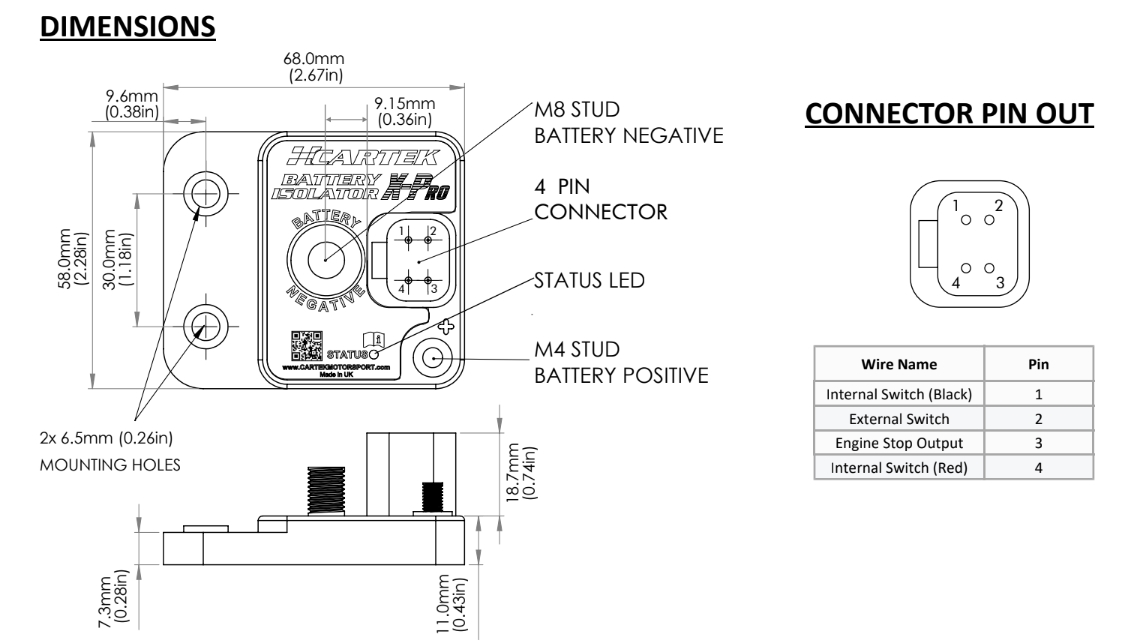 Cartek BATTERY ISOLATOR X-Pro (Schalteinheit inc. internem Schalter + Stecker)   - elektronischer Batterieschalter - ohne externem Schalter