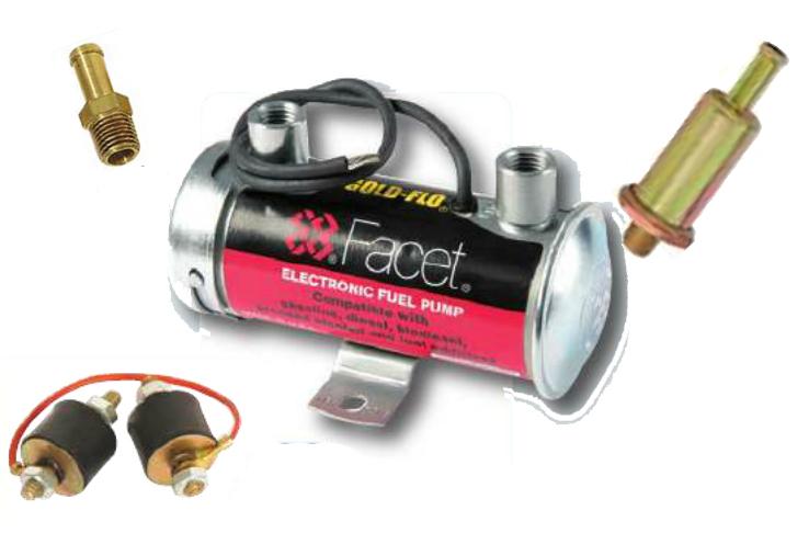Facet Silver Top Kraftstoffpumpe 476087 elekrisch Vergaser  - Komplettset mit Filter und Anschlüssen