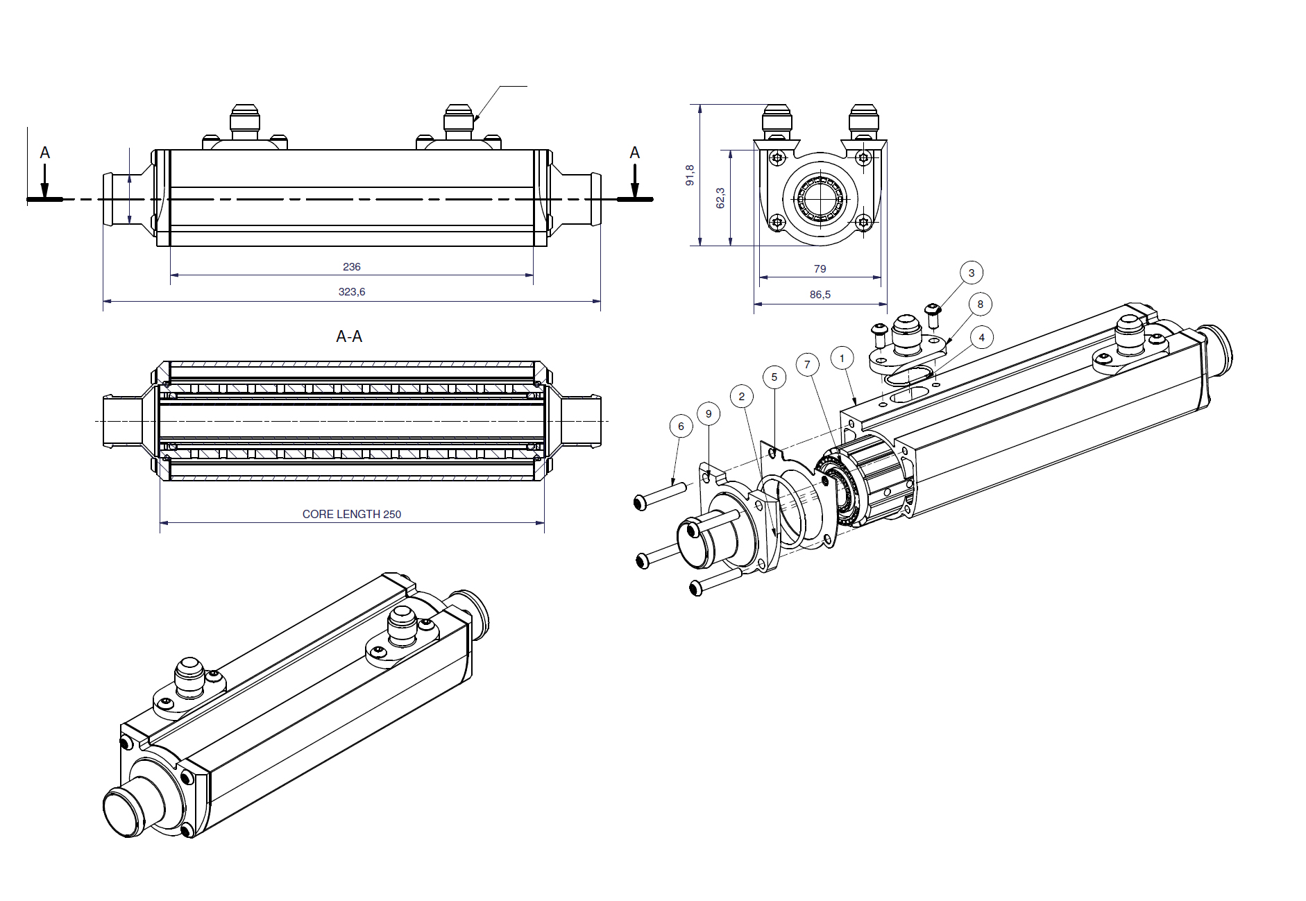 Laminova Ölkühler Wärmetauscher 250mm / 325mm Dual Core / Doppelkern