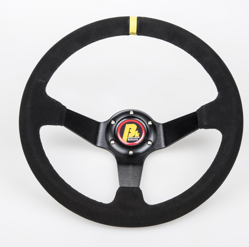 Beltenick Sportlenkrad Rallye 350mm 75mm geschüsselt Wildleder - Set mit Schnellverschluss