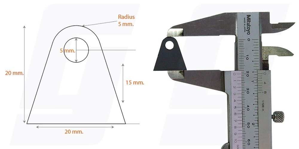 Schweisslasche Nr.24 (10 Stück) 20x20x2mm (5mm Loch)  - Domex700