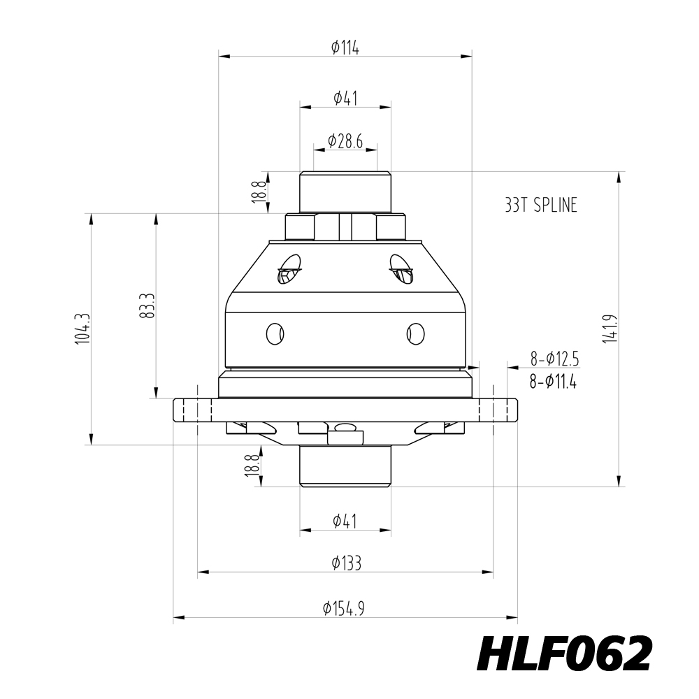 mechanical part, drawings, technische Zeichnung, Abmessungen, HLF062