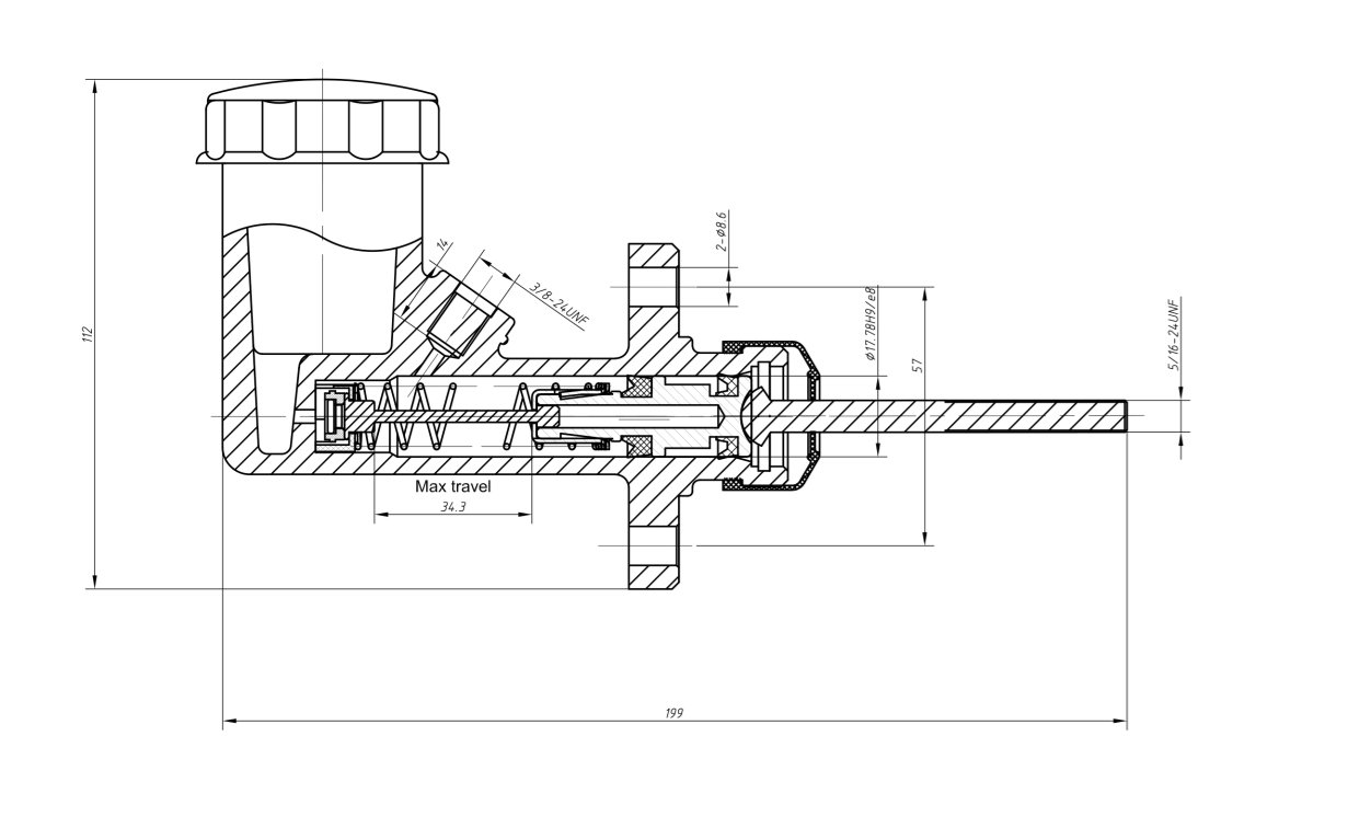 Hauptbremszylinder 17,8mm / 0,7 mit Behälter OBP
