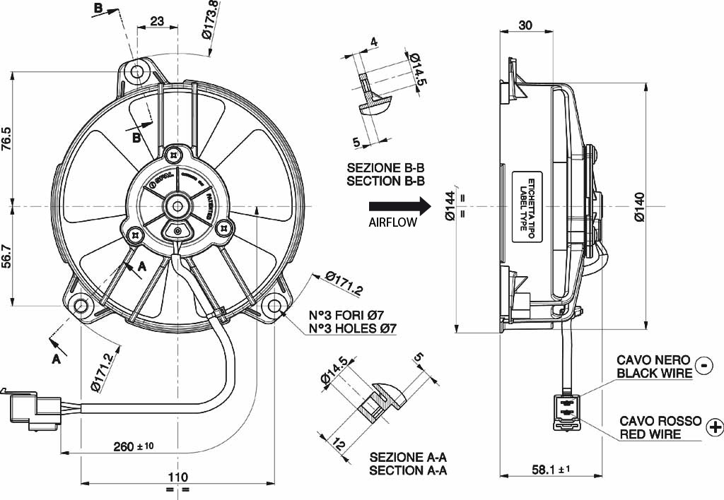 Spal Kühlerventilator VA31-A101-46A 12V  D144-D130 T=58 / 579m³ saugend