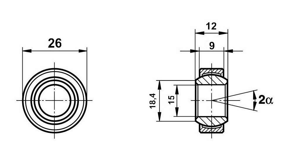 Fluro Motorsport Gelenklager 15x26x9/12 - MS  DIN 648 - E Reihe GE...DO, Lager vorgespannt