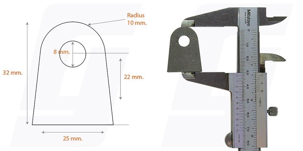 Schweisslasche Nr.6 25x32x4 (8mm Loch)  - Domex700