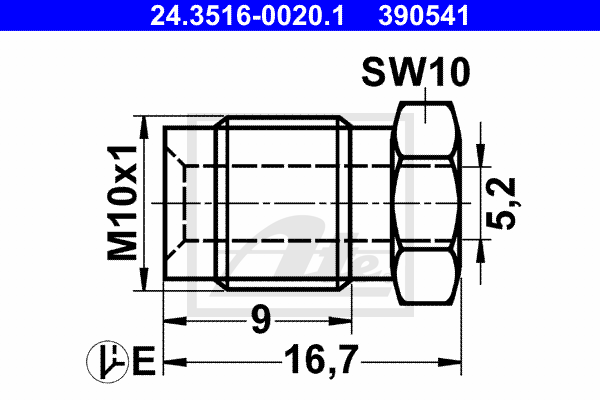 Einschraubnippel M10x1 Bördel E  für 4,75mm Leitungssystem