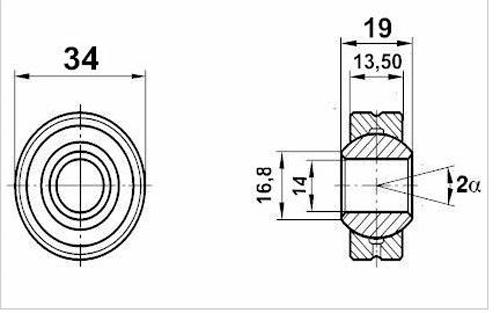 Fluro Motorsport Gelenklager 14x34x19/13,5 MS 
GXOW 14.34, Lager vorgespannt