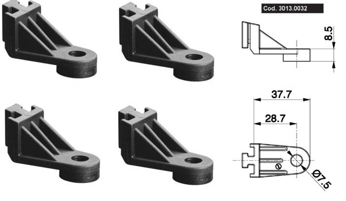 4 Stück Spal Axial Lüfter Befestigungswinkel 
L= 28,7mm Gesamtlänge 37,7mm