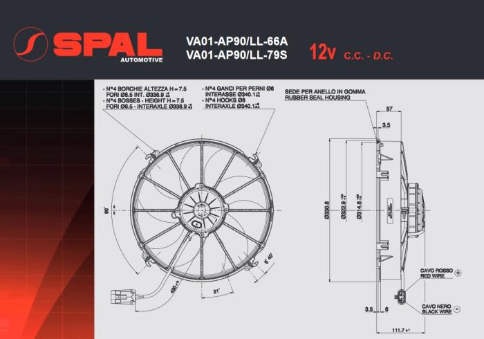 Spal Kühlerventilator VA01-AP90/LL-66A 12V 
D331-D305 T=112 / 3170m³ saugend