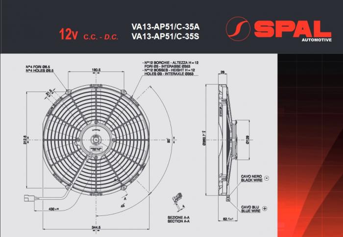 Spal Kühlerventilator VA13-AP51/C-35A 12V 
D360-D330 T=63 / 1980m³ saugend