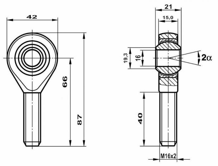 Fluro Motorsport Gelenkkopf GAXSW 16 MS AR 
 hochfest 42CrMo4, Lager vorgespannt