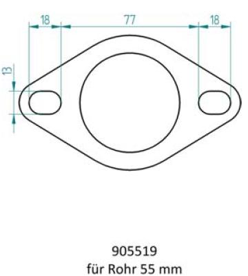 Powersprint 2-Loch-Flansch 
55mm Ø Rohrausschnitt