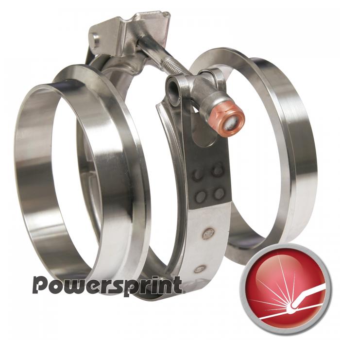 Powersprint Auspuff Schnellverschluss 
QR-Doppel-T Bandschellenset (V-Band) Ø 63,5mm / 2,5