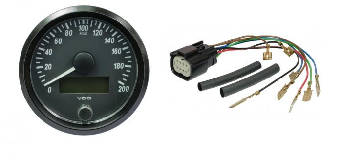 VDO Tachometer 80mm Single Viu 
Meßbereich 0-200 km/h