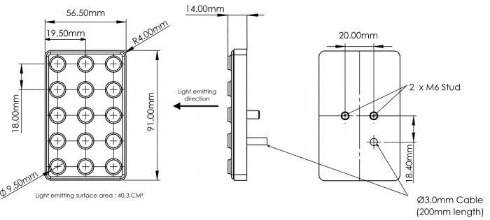 Cartek Regenlicht FiA 8874-2019 
rechteckiges Rainlight 