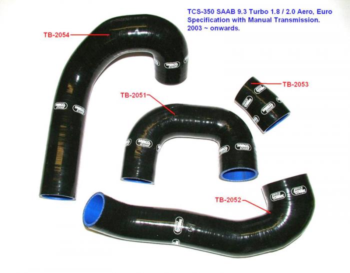 Samco Saab 9.3 Turbo 1.8/2.0/Aero Turbo  2003- 
 4-teiliges Ladeluftsystem schwarz