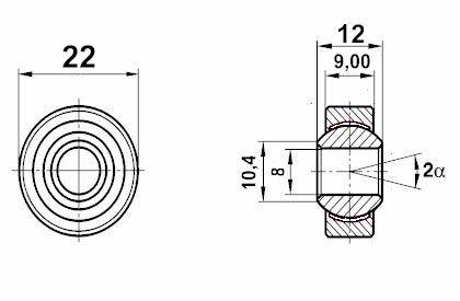 Fluro Motorsport Gelenklager  8x22x12/9 MS 
GXOW 08.22, Lager vorgespannt
