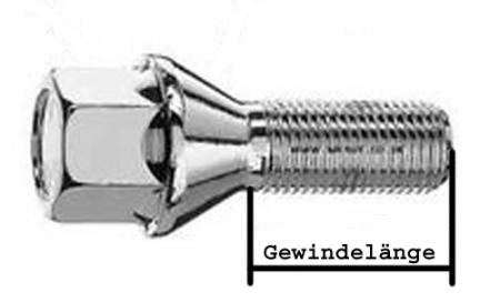 Radschraube M12x1,25 22mm 
Kegelbund 60° SW17