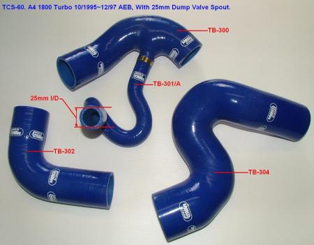 Samco Audi A4 1800 Turbo AEB 
 4-teiliges Turboschlauchsystem blau